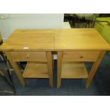 A PAIR OF MODERN LIGHT OAK STYLE BEDSIDES