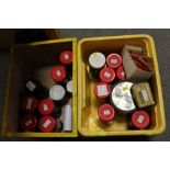 TWO BOXES OF GEORGE VI & ELIZABETH II SMALL DENOMINATION COINAGE IN MANY TUBS