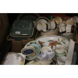 TWO TRAYS OF ASSORTED CERAMICS TO INC A ROYAL WORCESTER EVESHAM, DENBY ETC