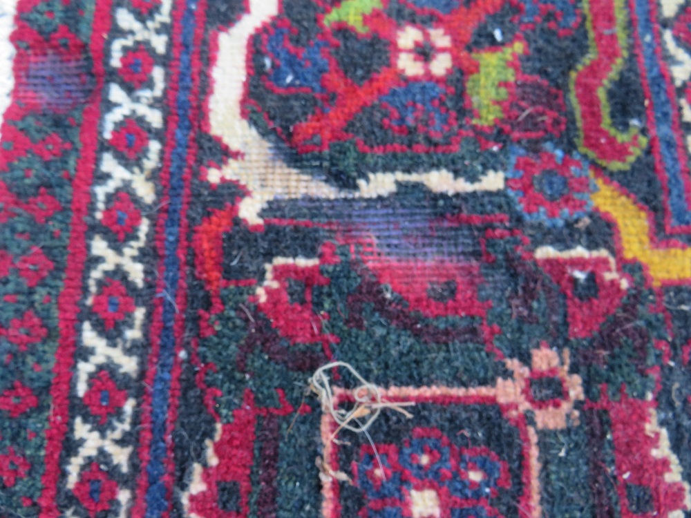 A LARGE IRANIAN CARPET - NAVY GROUND, APPROX 330 X 215 CM - WEAR THROUGHOUT - Image 8 of 10