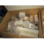 A LARGE BOX OF ASSORTED LIGHTS, FITTINGS ETC