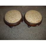 A PAIR OF 2 ANTIQUE FOOT STOOLS