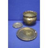 THREE PIECES OF ORIENTAL AND ISLAMIC BRASS WARE