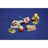 THREE BOXED WINNIE THE POOH FIGURES TO INCLUDE "POOH COUNTING THE HONEY POTS, EEYORE'S BIRTHDAY