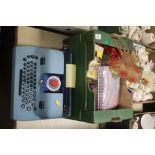 TRAY OF CHILDRENS TOYS, INCLUDE TYPEWRITER, FARM ANIMALS, FISHER PRICE CAMERA ETC ( TRAY NOT