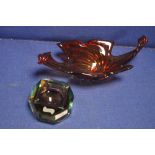 TWO PIECES OF VINTAGE MURANO GLASS