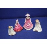 THREE ROYAL DOULTON FIGURES TO INCLUDE "SUMMER BREEZE, LET'S PLAY, AND THIS LITTLE PIG" ALONG WITH A