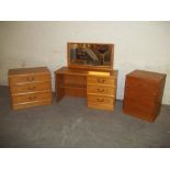 A 2 PIECE ASH BEDROOM SUITE TO INCLUDE A DRESSING TABLE A 3 DRAWER CHEST AND A MATCHED CHEST OF