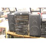 A LARGE SELECTION TO INCLUDE A STACKING AIWA MUSIC CENTRE , RECORD DECK, TWIN CASSETTE DECK, STERO