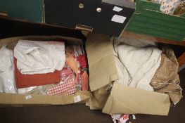 TWO BOXES OF LINEN AND ASSORTED BED LINEN