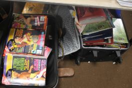 TWO LARGE SUITCASES OF MAGAZINES TO INCLUDE WCW WRESTLING , MID-SUMMERS MURDERS ETC