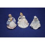 THREE ROYAL DOULTON FIGURINES TO INCLUDE 'DINKY DO, AMANADA, AND VALERIE'