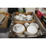 TWO TRAYS CONTAINING NORITAKE DINNER WARE TO INCLUDE TUREENS , MEAT PLATE, DINNER PLATES , SALAD