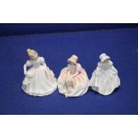 THREE BOXED ROYAL DOULTON FIGURES TO INCLUDE "AMANDA, MONICA, AND DINKY DO"