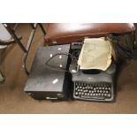 A VINTAGE TYPEWRITER AND A GRAMAPHONE