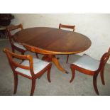 A REPRODUCTION DINING TABLE AND 4 CHAIRS