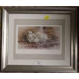 A SIGNED LIMITED EDITION MICK CAWSTON PRINT OF THREE OWL CHICKS