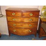 A 19TH CENTURY BOW-FRONTED CHEST OF FIVE DRAWERS W-105 CM