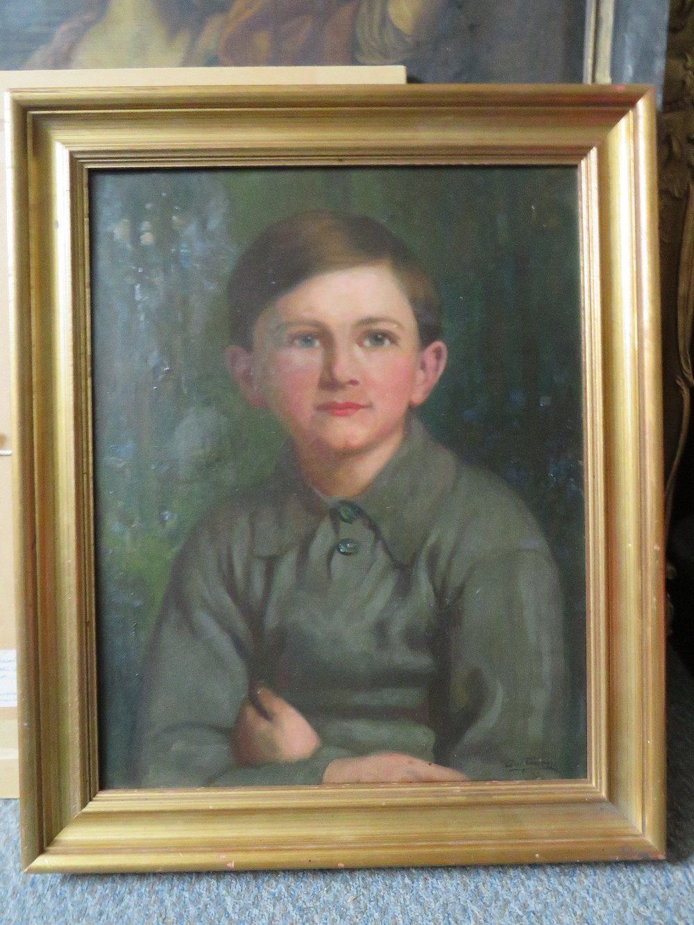 GEORGE PHOENIX (1863-1935). Portrait study of a young boy, signed lower right and dated '22, oil - Image 3 of 4