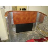 A LARGE MODERN METAL AND LEATHER HEADBOARD W -170 CM
