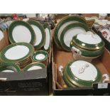 FOUR TRAYS OF SPODE 'ROYAL WINDSOR' PATTERN DINNERWARE TO INCLUDE LIDDED SOUP TUREEN, TWO LIDDED