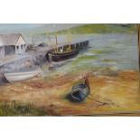 TWO FRAMED OIL PAINTINGS OF COASTAL SCENES