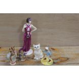 A QUANTITY OF CERAMIC FIGURES TO INCLUDE BUNNYKINS, BESWICK BEATRIX POTTER ETC (6)