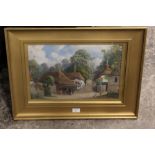 A FRAMED AND GLAZED PAINTING OF COCKINGTON FORGE NEAR TORQUAY, OIL ON BOARD, SIGNED PACKWOOD
