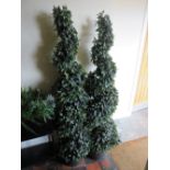 A PAIR OF MODERN TREES S/D AND PLANTERS WITH ARTIFICIAL PLANTS