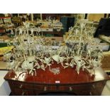 A PAIR OF MODERN METAL AND CRYSTAL CHANDELIERS H-5CM (APPROX) A/F