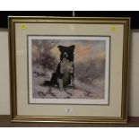 A SIGNED LIMITED EDITION JOHN TRICKETT PRINT OF A SHEEPDOG - 129 / 500