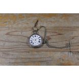 A CONTINENTAL SILVER CASED 'THE VERACITY LEVER J. N. MASTERS LTD' OPEN FACED POCKET WATCH AND CHAIN