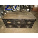 A VINTAGE BANK OF SIX DRAWERS W-79 CM