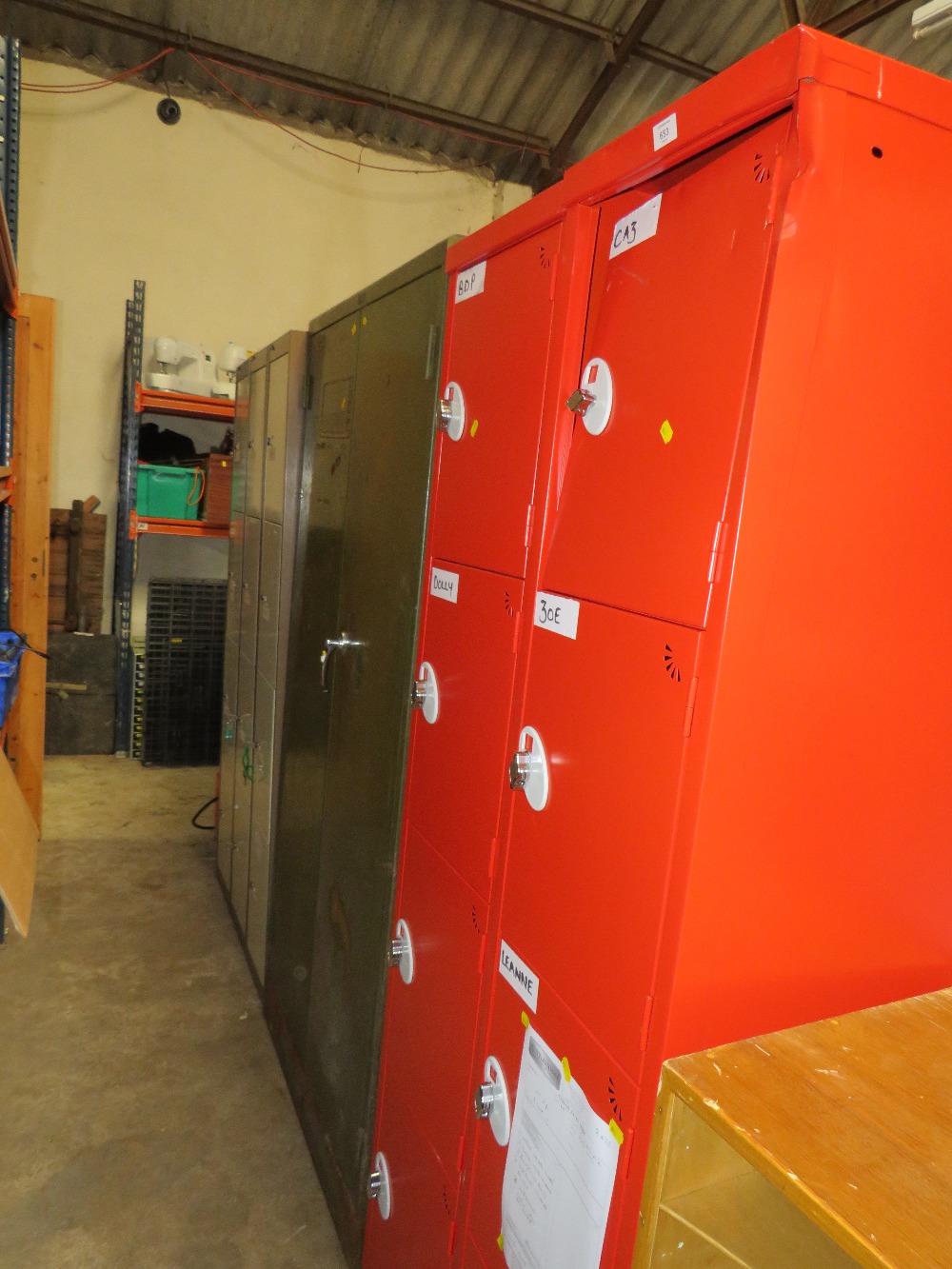 TWO RED METAL LOCKERS A/F