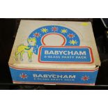 A BOXED DISPLAY SET OF 6 'PARTY PACK' BABYCHAM GLASSES