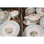 TWO TRAYS OF JOHNSON BROS FLORAL PATTERN DINNERWARE