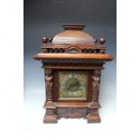 A LATE 19TH CENTURY MAHOGANY BRACKET CLOCK BY R M SCHNEKENBURGER, of architectural outline, the case