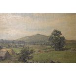 A PAIR OF VINTAGE GILT FRAMED OIL ON BOARD MOUNTAINOUS WELSH SCENES INCLUDING GOP, NEAR NEWMARKET