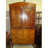 A 19TH CENTURY MAHOGANY LINEN PRESS H-212 W-115 CM