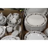 TWO TRAYS OF SPRINGWOOD PATTERN TEA AND DINNERWARE BY VARIOUS MAKERS