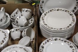 TWO TRAYS OF SPRINGWOOD PATTERN TEA AND DINNERWARE BY VARIOUS MAKERS