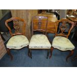 A PAIR OF VICTORIAN MAHOGANY CHAIRS AND AN EDWARDIAN INLAID CHAIR (3)