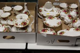 TWO TRAYS OF ROYAL ALBERT OLD COUNTRY ROSES TEAWARE