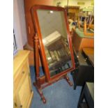 A VICTORIAN MAHOGANY CHEVAL MIRROR H-148 CM