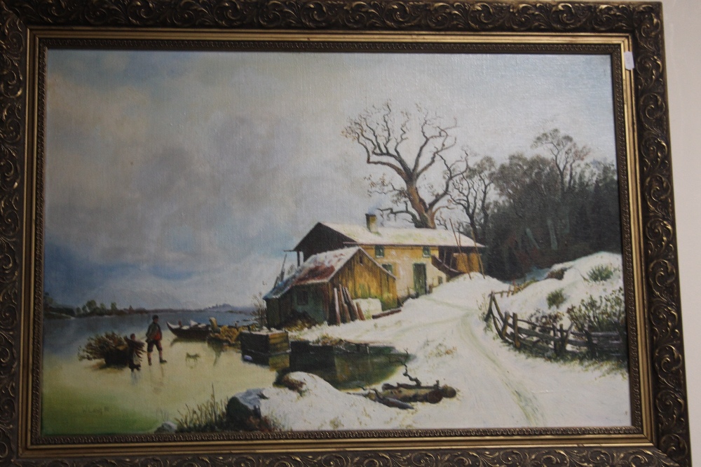 AN OIL ON CANVAS SIGNED W. LANG 1981 IN GILT FRAME 90 CM X 64 CM - Image 2 of 2