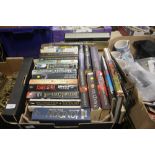 A TRAY OF ASSORTED BOOKS (TRAY NOT INCLUDED)