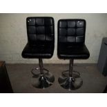 TWO MODERN FAUX LEATHER RISE AND FALL BAR CHAIRS