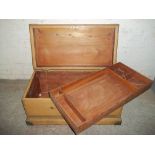AN ANTIQUE PINE TOOL CHEST