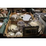 TWO TRAYS OF ASSORTED METALWARE TO INCLUDE WHITE METAL ITEMS (TRAYS NOT INCLUDED)