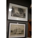 A PAIR OF ENGRAVINGS FRAMED UNDER GLASSED VIEWS OF KIDIMINSTER CORN EXCHANGE 56.5 CM X 46.5 CM AND